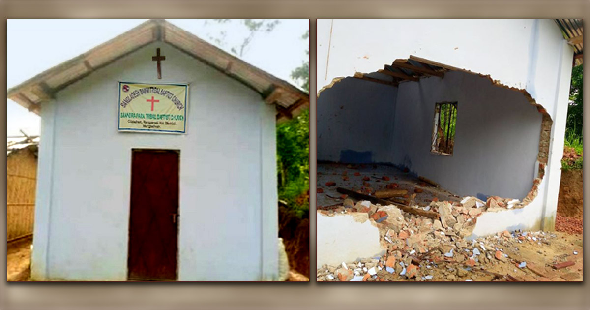 Church before and after destruction. - Photo: AsiaNews