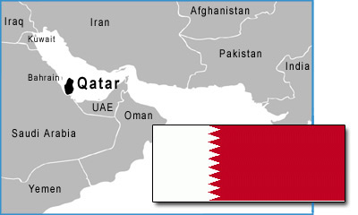 Qatar map and flag