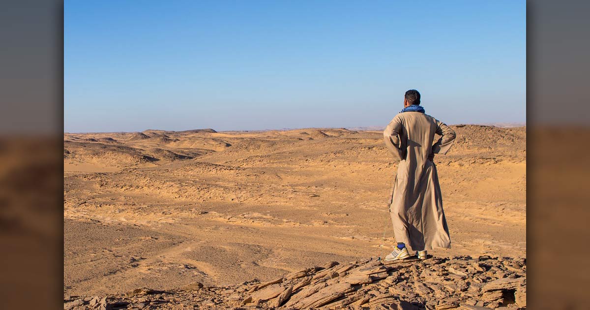 A man in the desert.